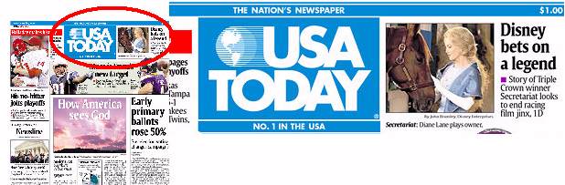 USA Today frontpage, 10/07/10