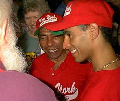 Angel Cordero and John Velasquez greet fans