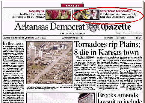 Arkansas Democrat Gazette, front page, 5/6/07