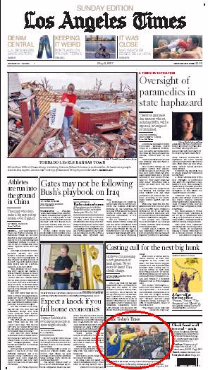 Los Angeles Times, front page, 5/6/07