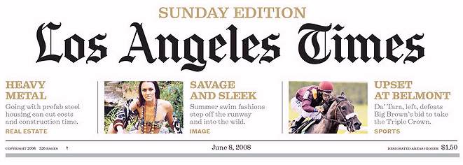 LA Daily News, front page, 6/08/08