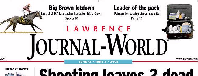 Lawrence Journal-World, front page, 6/08/08