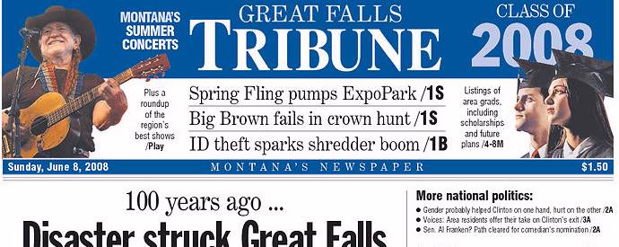 Great Falls Tribune, front page, 6/08/08