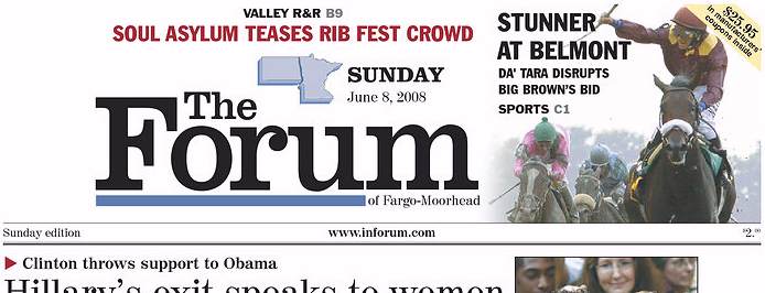 The Forum, front page, 6/08/08