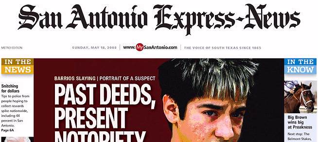 San Antonio Express-News, front page, 5/18/08