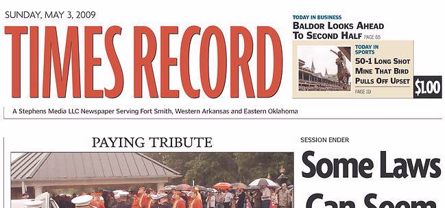 Times Record, front page, 5/03/09