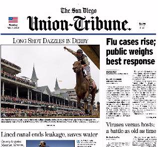 San Diego Union-Tribune, front page, 5/03/09