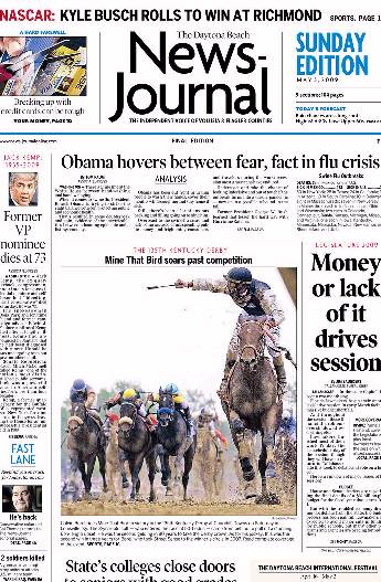 Daytona Beach News-Journal, front page, 5/03/09