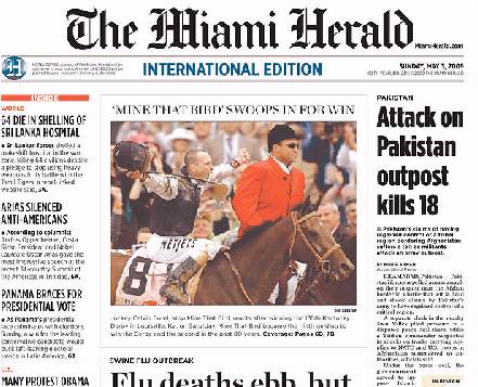 Miami Herald, front page, 5/03/09
