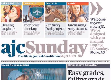 Atlanta Journal-Constitution, front page, 5/03/09