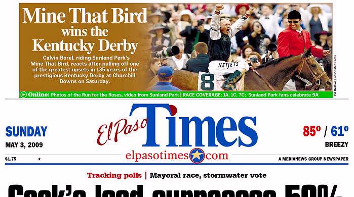 El Paso Times, Texas, front page, 5/03/09