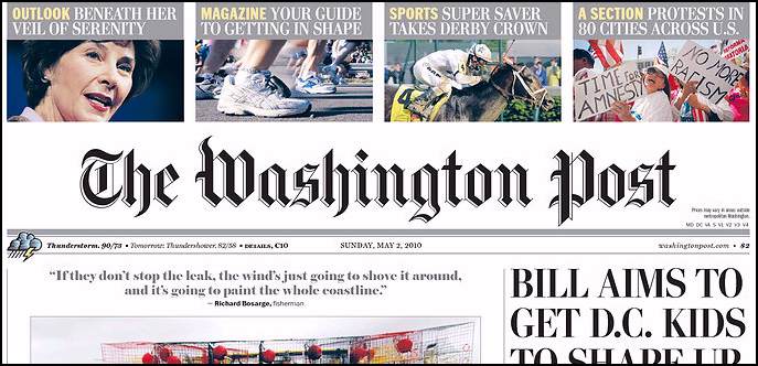 Washington Post, front page, 5/02/10