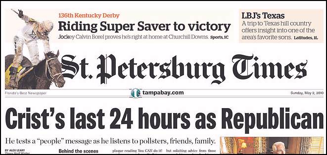 St Petersburg Times, front page, 5/02/10