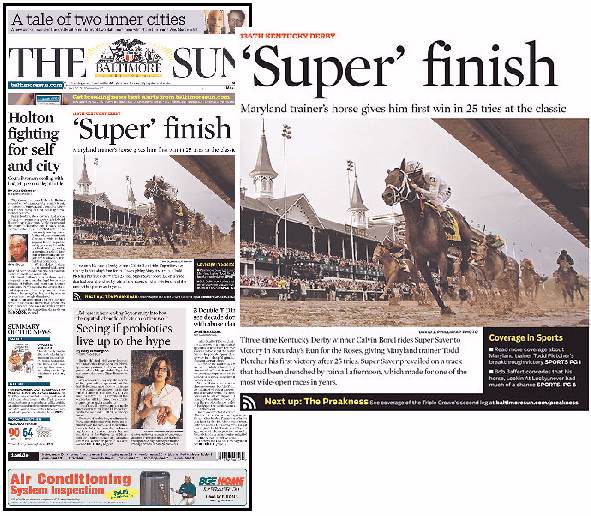 Baltimore Sun, front page, 5/02/10