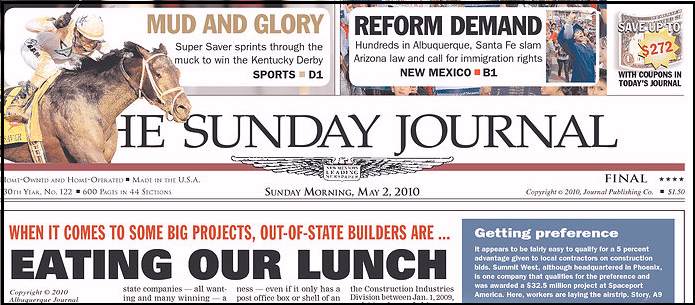 Sunday Jourmal, front page, 5/02/10