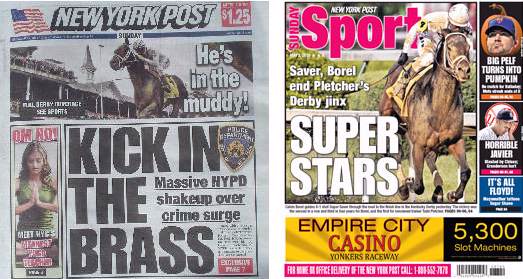 New York Post, front page, 5/02/10