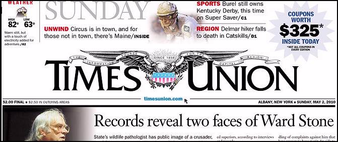 Albany Times-Union, front page, 5/02/10