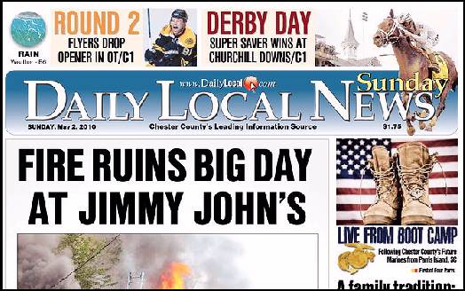 Daily Local News, front page, 5/02/10