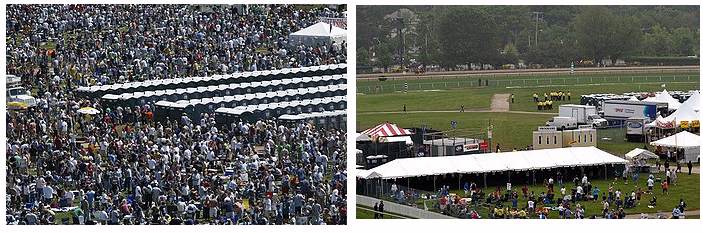 Shots comparing infield crowd 2008 vs 2009